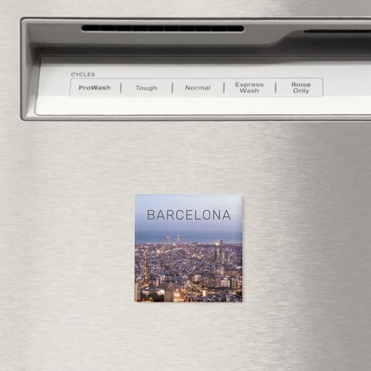 Barcelona Catalonia Sunset Skyline Spanje Cityscap Magneet (Insitu (Vaatwasser))