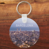 Barcelona Catalonia Sunset Skyline Spanje Cityscap Sleutelhanger (Voorkant)