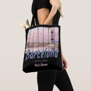 Barcelona Catalonia sunset Skyline Spanje vintage Draagtas