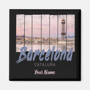Barcelona Catalonia sunset Skyline Spanje vintage Magneet