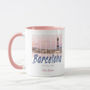 Barcelona Catalonia sunset Skyline Spanje vintage Mok