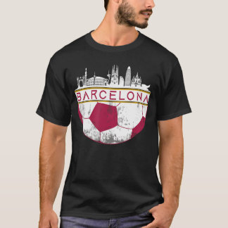 Barcelona City Skyline Soccer Sports Fans Cool gir T-shirt