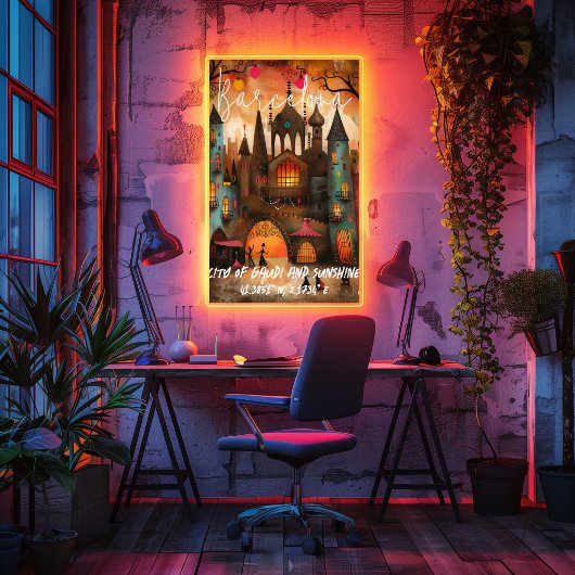 Barcelona: Ciudad de Gaudí y Sol. Perfect Poster