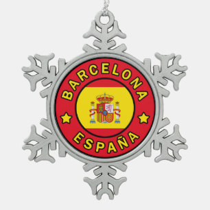 Barcelona España Tin Sneeuwvlok Ornament