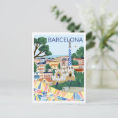Barcelona Illustratie Briefkaart (Staand voorkant)