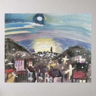 Barcelona in Nacht door Walter Gramatte Poster