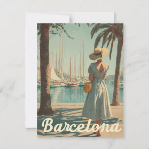 Barcelona jaren 50 vintage reis briefkaart