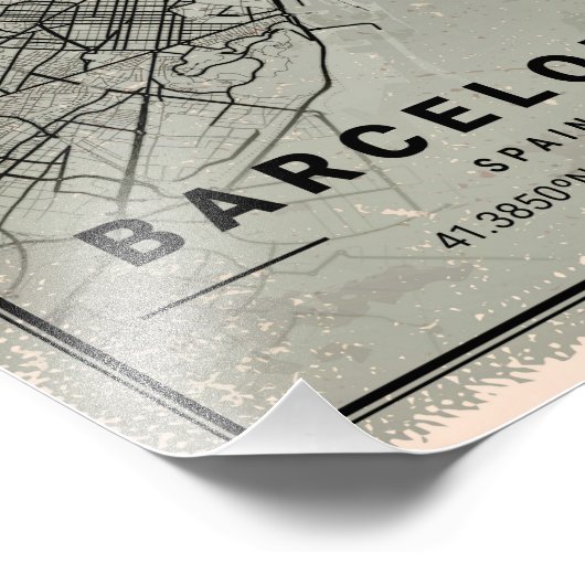 Barcelona map print poster canvas | spin (Hoek)