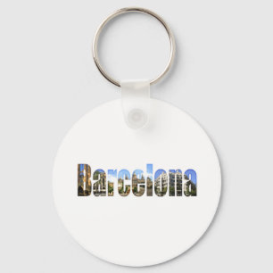 Barcelona met toeristische attracties in letters sleutelhanger