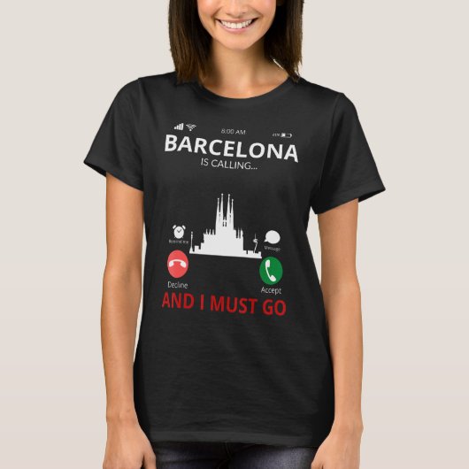 Barcelona noemt Spanje Souvenir T-shirt (Voorkant)