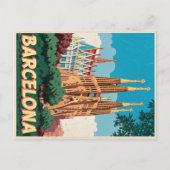 Barcelona Retro Briefkaart (Voorkant)