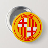Barcelona Round Emblem Ronde Button 7,6 Cm (Voorkant /achterkant)