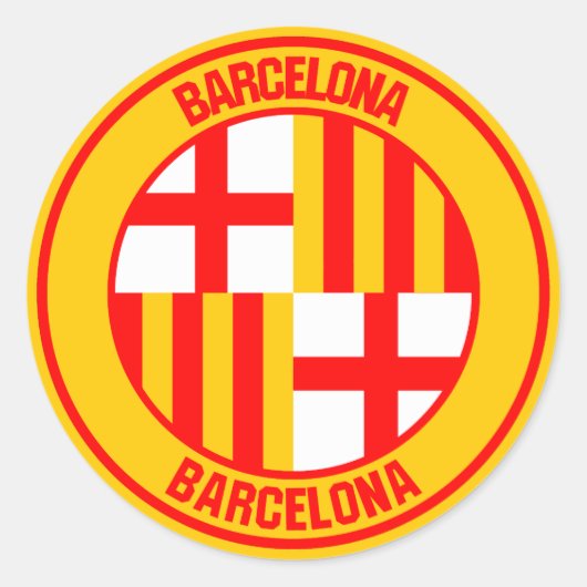 Barcelona Round Emblem Ronde Sticker (Voorkant)