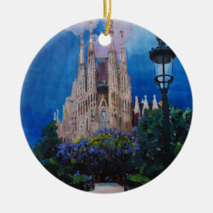 Barcelona Sagrada Familia met Park en Lantern Keramisch Ornament