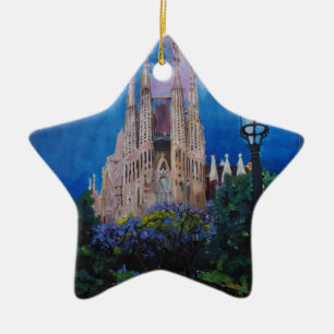 Barcelona Sagrada Familia met Park en Lantern Keramisch Ornament