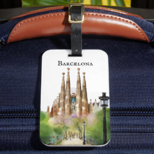 Barcelona Sagrada Família Schildering Bagagelabel