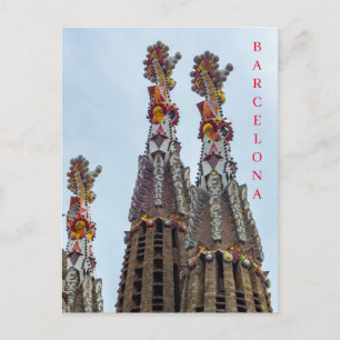 Barcelona Sagrada Familia steeples uitzicht briefk Briefkaart