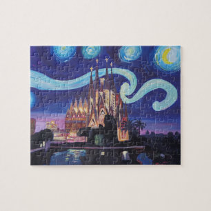 Barcelona Sagrada Familia Van Gogh geïnspireerd Legpuzzel