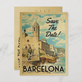 Barcelona Save the Date Spain Aankondigingskaart (Voorkant / Achterkant)