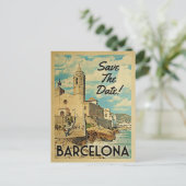 Barcelona Save the Date Spain Aankondigingskaart (Staand voorkant)