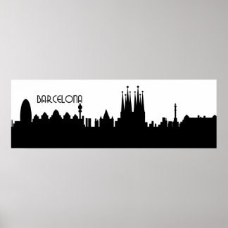 barcelona skyline deco poster