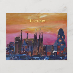 Barcelona Skyline en Torre Agbar, Sagrada Familia Briefkaart