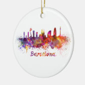 Barcelona skyline in watercolor keramisch ornament (Links)
