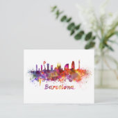 Barcelona-skyline in waterverf briefkaart (Staand voorkant)