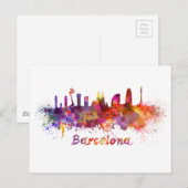 Barcelona-skyline in waterverf briefkaart (Voorkant / Achterkant)