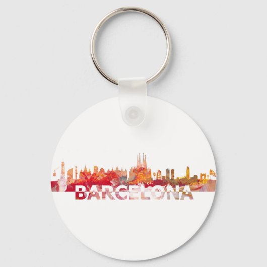 Barcelona Skyline silhouette Giant letters Sleutelhanger (Voorkant)