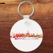 Barcelona Skyline silhouette Giant letters Sleutelhanger (Voorkant)