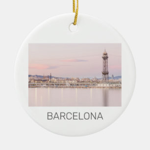 Barcelona Skyline Sunset Catalanonia Spanje Keramisch Ornament