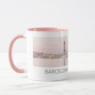 Barcelona Skyline Sunset Catalanonia Spanje Mok