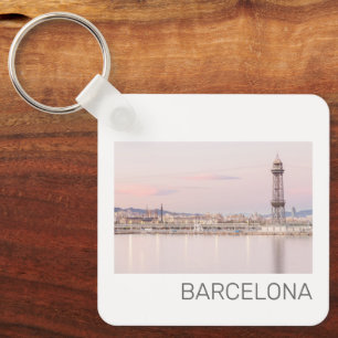 Barcelona Skyline Sunset Catalanonia Spanje Sleutelhanger