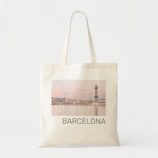 Barcelona Skyline Sunset Catalanonia Spanje Tote Bag (Voorkant)