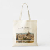 Barcelona Skyline Watercolor Birthday Weekend Tote Bag (Achterkant)
