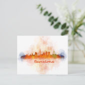 Barcelona Skyline waterverf v04 Briefkaart (Staand voorkant)