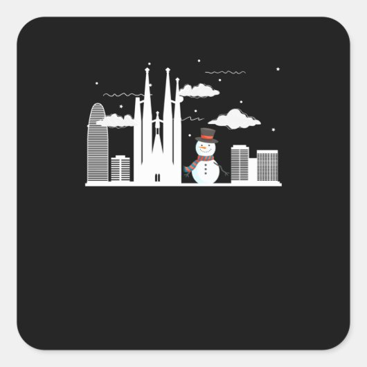 Barcelona Snowman Vierkante Sticker (Voorkant)