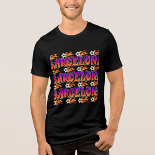 Barcelona Soccer Graffiti - Vlammend Football Tri-Blend Shirt