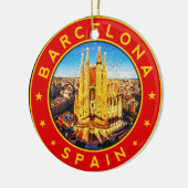 Barcelona, Spain, circle, red Keramisch Ornament (Links)