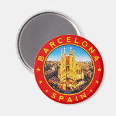 Barcelona, Spain, circle, red Magneet (Voorkant / Achterkant)