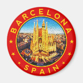 Barcelona, Spain, circle, red Magneet (Voorkant)