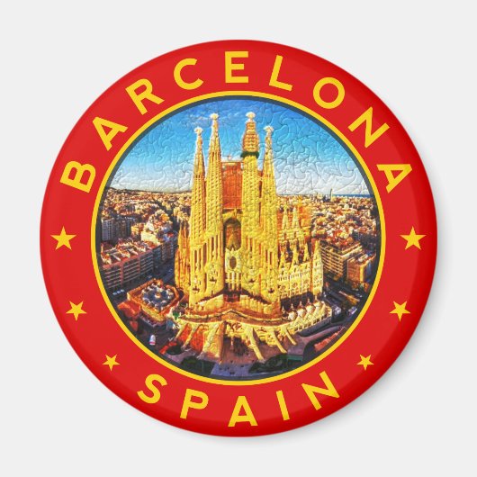 Barcelona, Spain, circle, red Magneet (Voorkant)