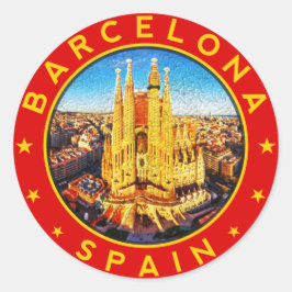 Barcelona, Spain, circle, red Ronde Sticker