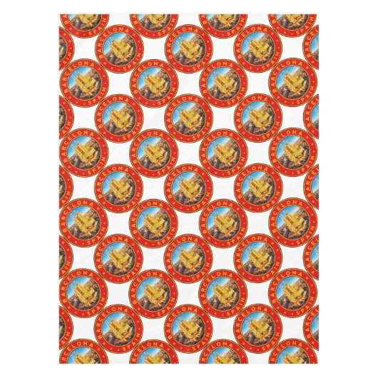 Barcelona, Spain, circle, red Tafelkleed (Voorkant)