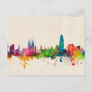 Barcelona Spain Skyline Briefkaart