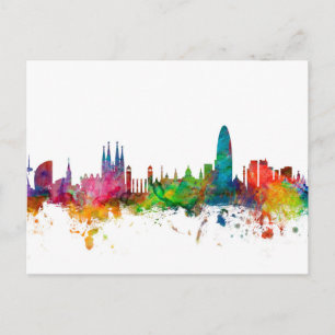 Barcelona Spain Skyline Briefkaart