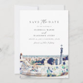 BARCELONA Spain Skyline Destination Save the Date Kaart (Voorkant)