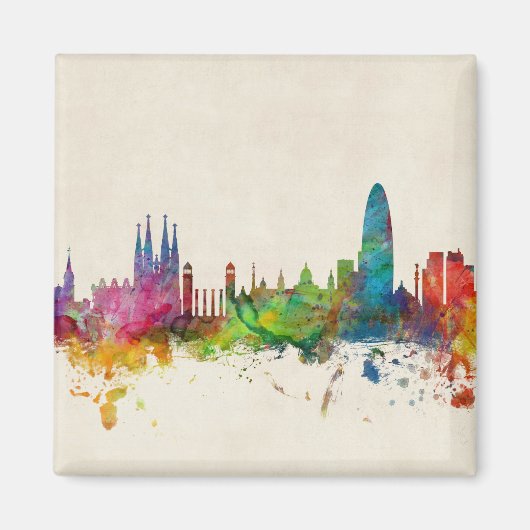 Barcelona Spain Skyline Magneet (Voorkant)