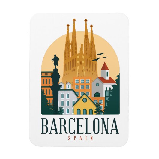 Barcelona Spain Skyline Photo Magnet Magneet (Verticaal)